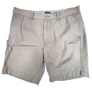 J.Crew Gramercy Mens Khaki Chino Shorts Tan Size 36W Flat Front Cotton‎ Twill